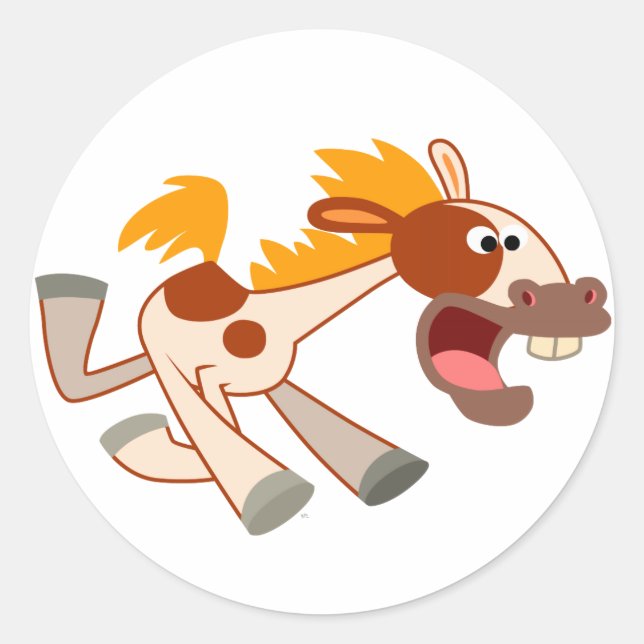 Adesivo Redondo Vivo Cartoon Pinto Horse Sticker (Frente)