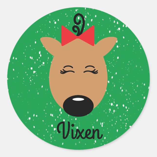 Adesivo Redondo Vixen Reindeer Classic Round Sticker (Frente)
