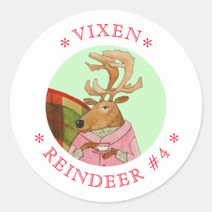 Adesivo Redondo VIXEN REINDEER Pequenos Autocolantes redondos