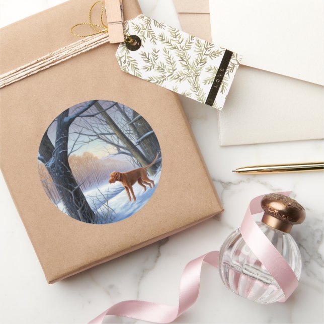 Adesivo Redondo Vizla Deixe nevar no Natal (Presentear)