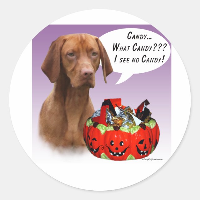 Adesivo Redondo Vizsla Halloween Candy (Frente)