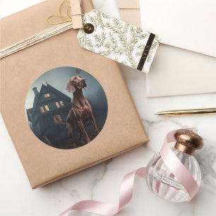 Adesivo Redondo Vizsla Halloween Scary