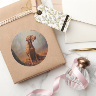 Adesivo Redondo Vizsla no Outono Leaves Caiem Inspire