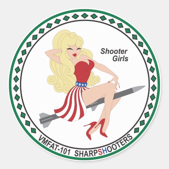 Adesivo Redondo VMFAT-101 "Shooter Girls" Sticker - Kara (Frente)