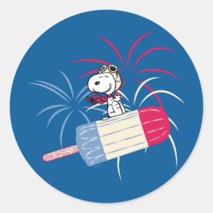 Adesivo Redondo Voando Ace Snoopy na Pop de gelo