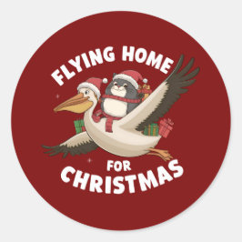 Adesivo Redondo Voando Para Casa No Natal