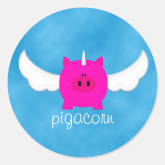 Adesivo Redondo Voando Pigacorn