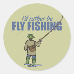 Adesivo Redondo Voar pescando em Waders