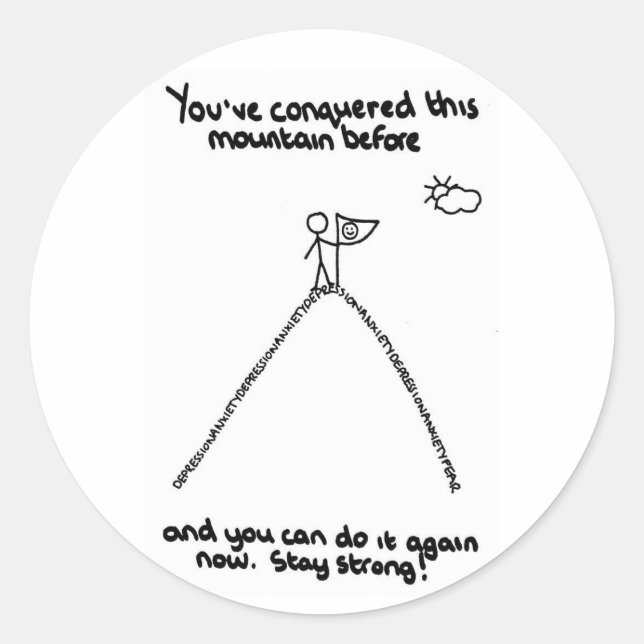 Adesivo Redondo Você conquistou esta montanha antes dos palitos (Frente)