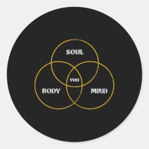 Adesivo Redondo Você Corpo Alma Mente Pilates Yoga Meditação Grung