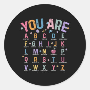 Adesivo Redondo Você É Alfabeto Letras Aprenda Abcs Inspiration Te