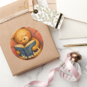 Adesivo Redondo Você É Amado - Um Bloco De Urso Bonito