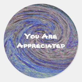 Adesivo Redondo Você É Apreciado Com O Espiral Azul.