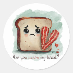 Adesivo Redondo Você É Bacon Meu Coração? Vinheta de Comida engraç