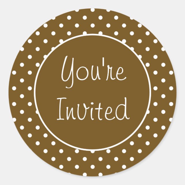 Adesivo Redondo Você é convidado para o Foco de Envelope Bolinhas  (Frente)