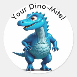 Adesivo Redondo Você é Dino-Mite! Personalizar Texto de Editar Nom
