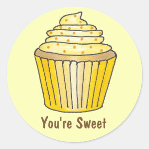 Adesivo Redondo Você é doce Fosco amarelo borrifar Cupcake