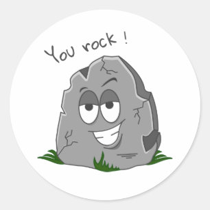 Adesivo Redondo Você é Doido! Pedra de Desenho Cinza Engraçada