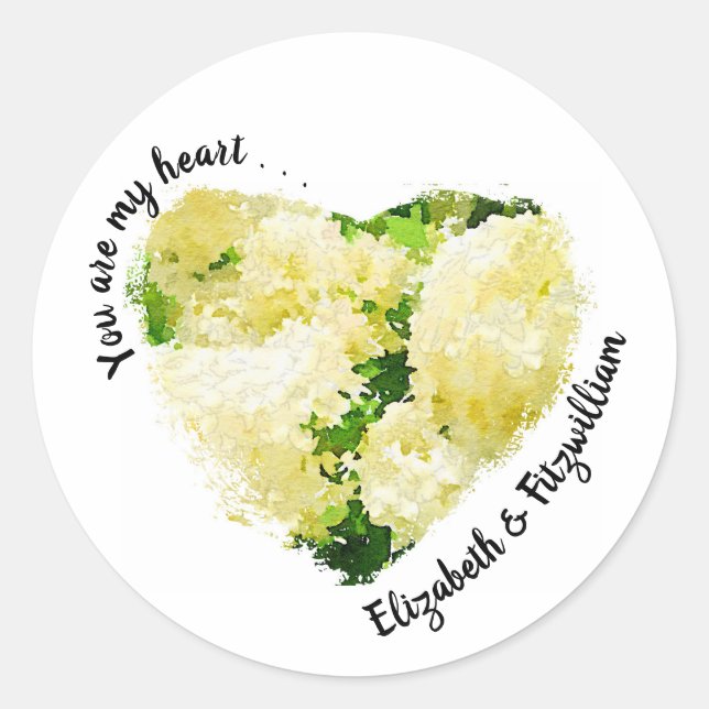 Adesivo Redondo Você é meu coração. . . Annabelle Hydrangeas Branc (Frente)