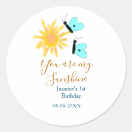 Adesivo Redondo Você é minha borboleta azul-alaranjada