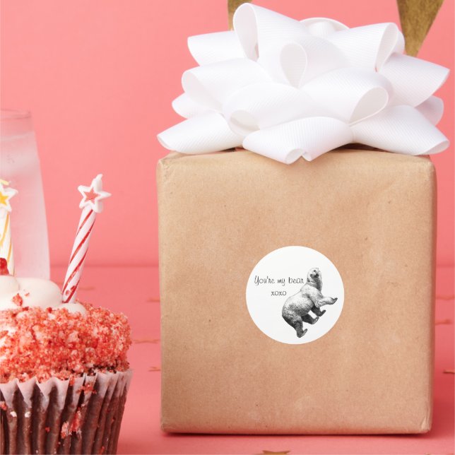 Adesivo Redondo Você é o meu xoxo do urso (Festa)