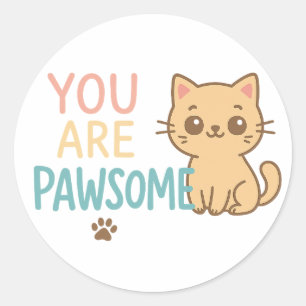 Adesivo Redondo Você É Pawsome - Gato De Design