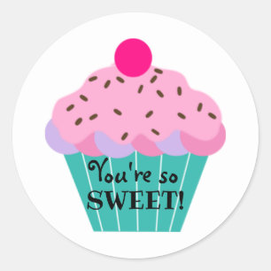 Adesivo Redondo Você é tão doce! Cupcake de Pastel Cute