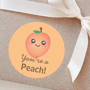 Adesivo Redondo Você é um pêssego Kawaii doce Foodie engraçado