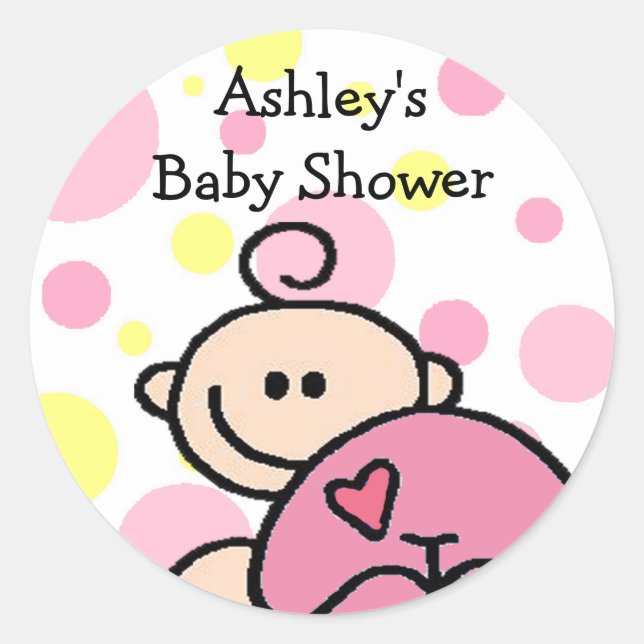 Adesivo Redondo Você é uma garota rosa picada convidada (Frente)