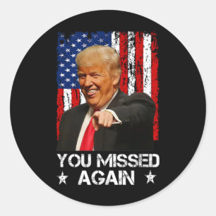 Adesivo Redondo Você Errou Novamente Trump 2025 Bandeira EUA 2