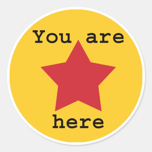 Adesivo Redondo Você está aqui. (Frente)