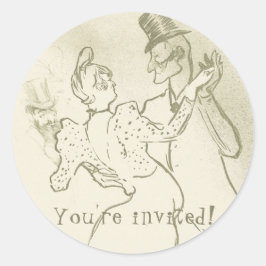 Adesivo Redondo Você está convidado | Lautrec — casal dançante