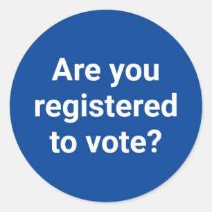 Adesivo Redondo Você está registrado para votar? Branco e azul per