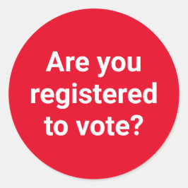 Adesivo Redondo Você está registrado para votar? Costume branco e 