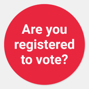 Adesivo Redondo Você está registrado para votar? Costume branco e 