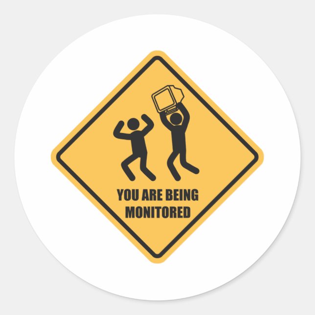 Adesivo Redondo Você Está Sendo Monitorado (Frente)