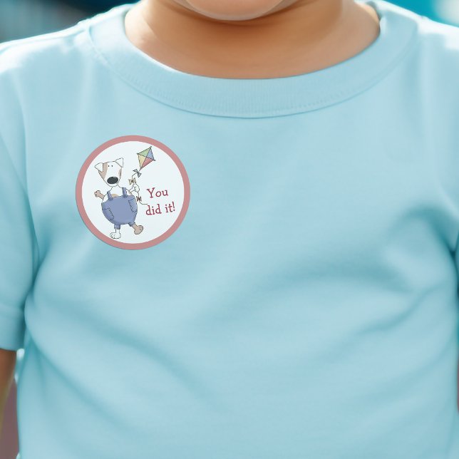 Adesivo Redondo Você Fez Um Cachorro De Cachorro Bonito (You Did It Cute Kite Puppy Dog Reward Classic Round Sticker)