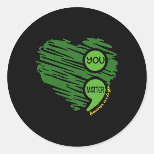 Adesivo Redondo Você Importa Semicolon Heart Retro Mental Health A