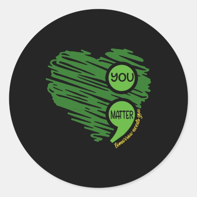 Adesivo Redondo Você Importa Semicolon Heart Retro Mental Health A (Frente)