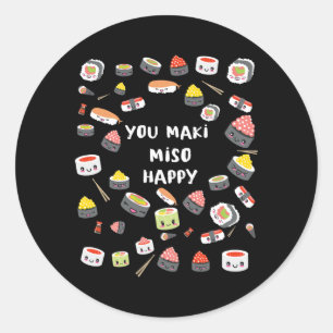 Adesivo Redondo Você Maki Miso Happy Sushi Japão Peixe Níger