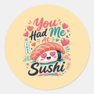 Adesivo Redondo Você Me Conquistou com Sushi – Nigiri Kawaii Fofo