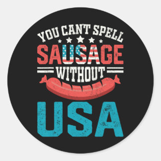 Adesivo Redondo Você não pode soletrar salsicha sem o U Vintage Pa