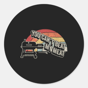 Adesivo Redondo Você Não Pode Superar Minha Carne Retro Bbq Pit Fl