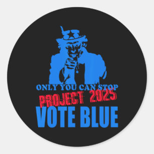 Adesivo Redondo Você Pode Parar O Projeto 2025 Anti-Trump Vote Blu