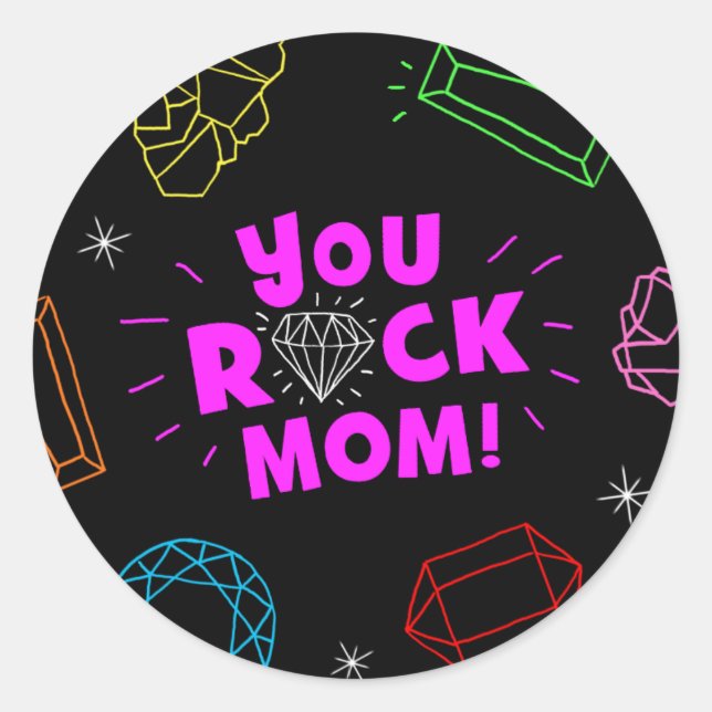Adesivo Redondo Você Rocha o Padrão de Gemstone da Mãe (Frente)