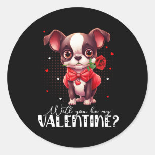 Adesivo Redondo Você Será Meu Namorado Cute Boston Terrier Dog L