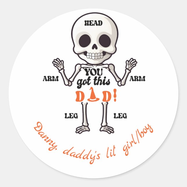 Adesivo Redondo Você Tem Este Esqueleto De Outubro Novo, Bonito Pa (Frente)