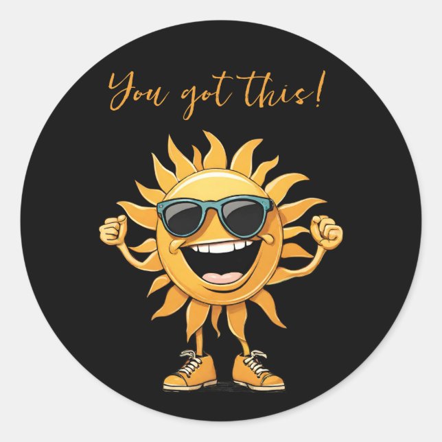 Adesivo Redondo Você tem um Sol engraçado com óculos escuros (Frente)