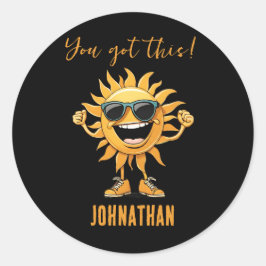 Adesivo Redondo Você tem um Sol engraçado com óculos escuros