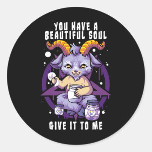 Adesivo Redondo Você Tem Uma Linda Alma Satânica Baphomet Hallowee